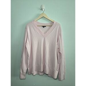 Brooks Brothers Women's Pink Pima cotton V-Neck Knit Pullover Long Sleeve 4XL